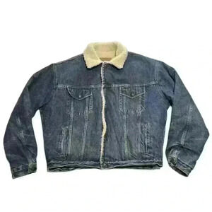 Vintage 80s GAP Sherpa Denim Trucker Jean Jacket Mens Size L